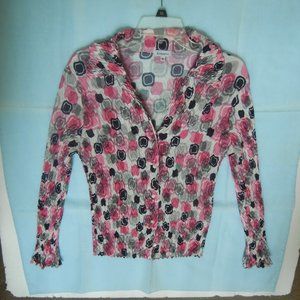 Y2k Whimsigoth Long Flared Sleeve Button Down Collared Blouse Stretchy Top